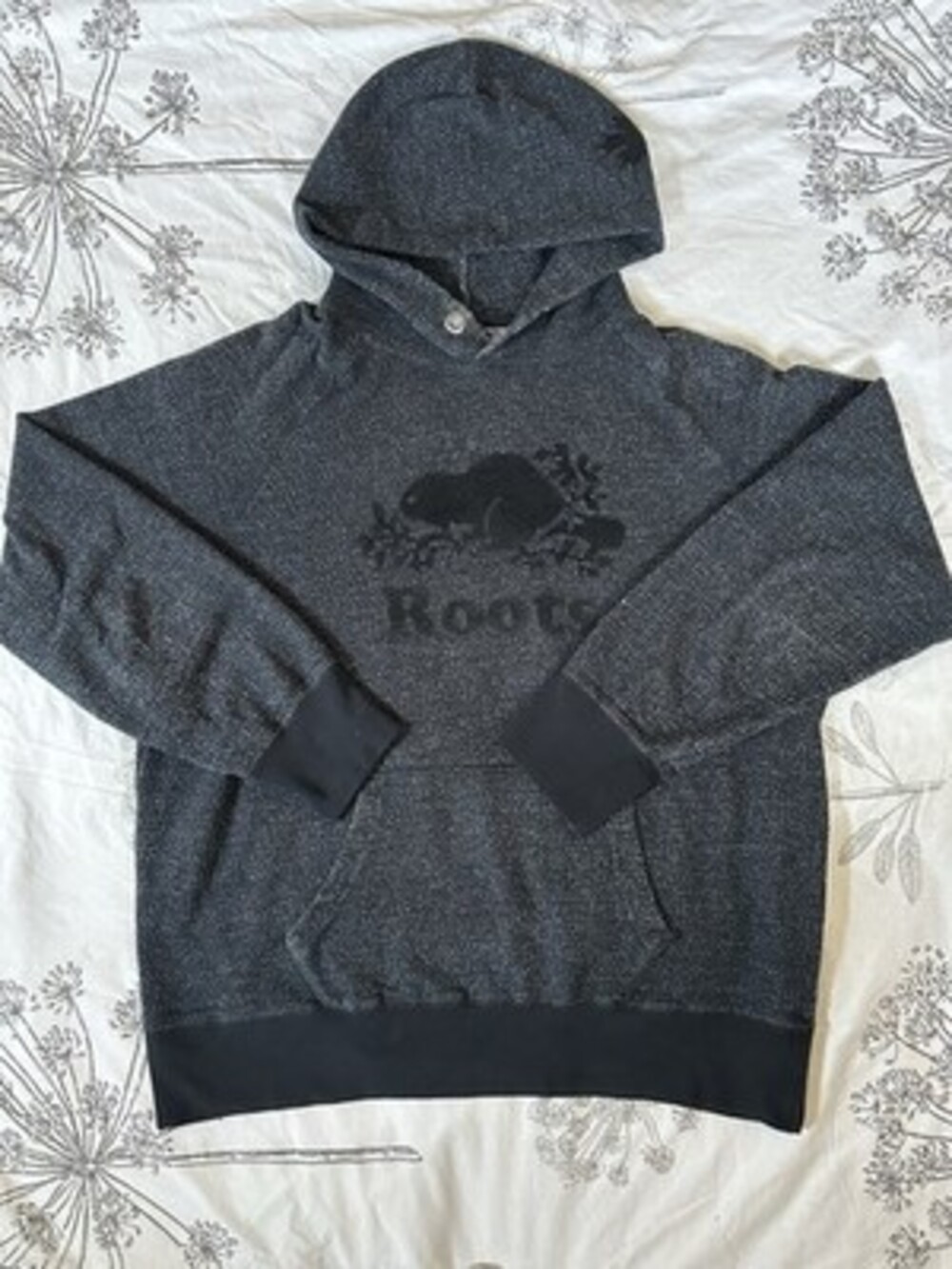 Roots Hoodie Size XL Black Speckled